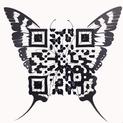 Black Ink Butterfly Tattoo QR Code for Temporary Tattoos — image 1