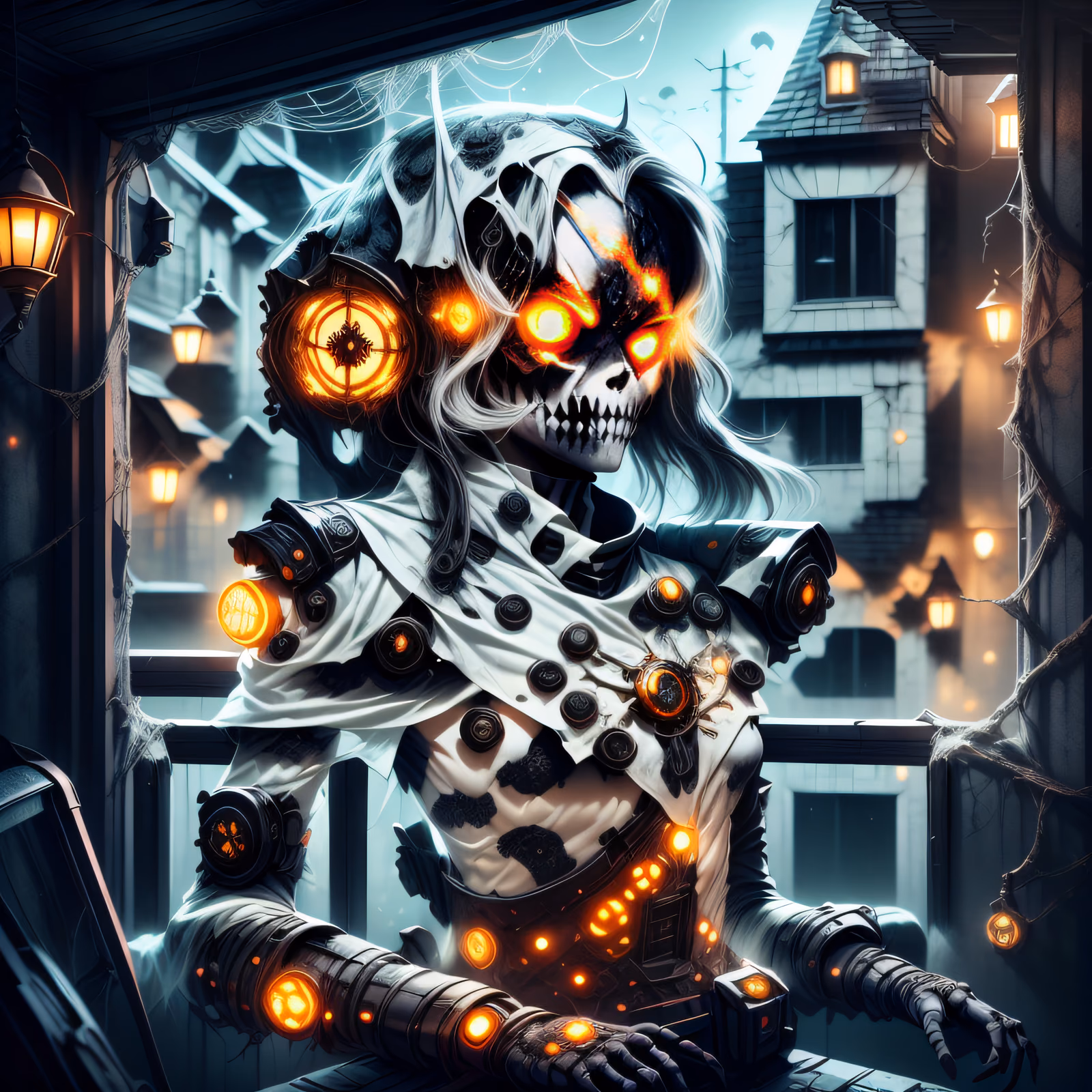 Skeleton Cyborg Halloween Digital Painting QR Code for Posters — image 1