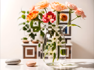 Carnations in Glass Vase Photo QR Code Art — image 1