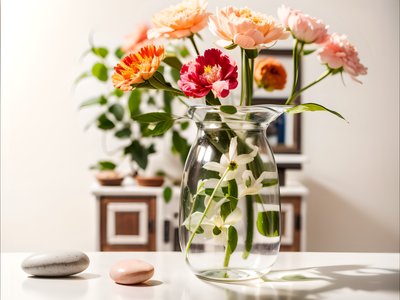 Carnations in Glass Vase Photo QR Code Art