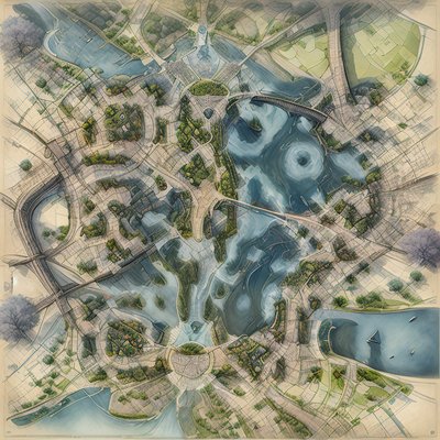 Aerial City Map Matte Painting QR Code Art