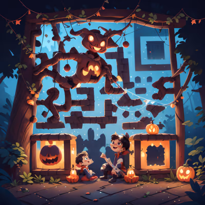 Halloween Kids Pumpkin Cartoon QR Code for Posters — image 1