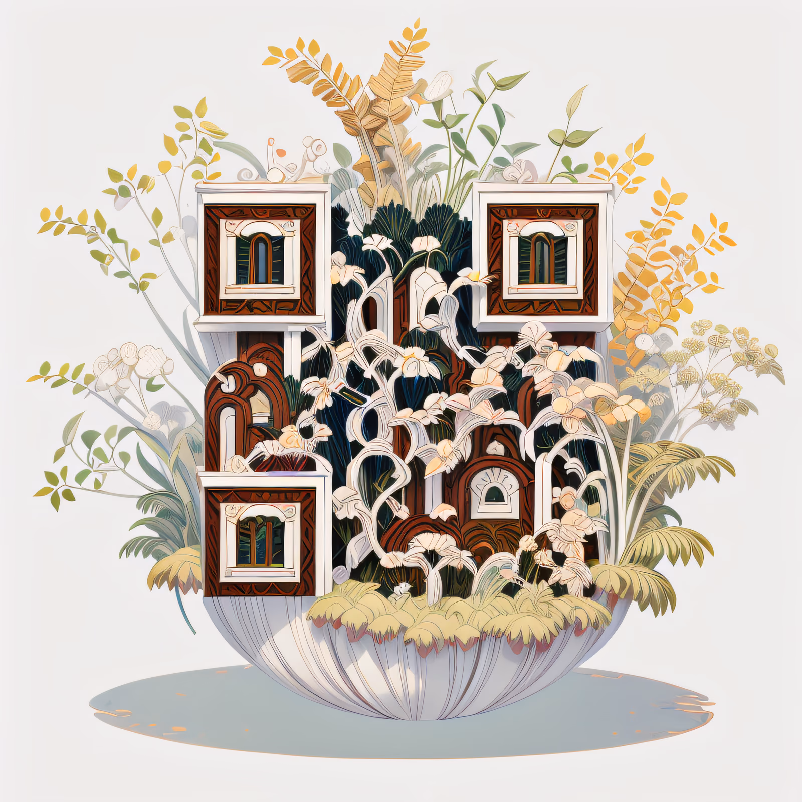Botanical Window Planter Illustration QR Code Art — image 1