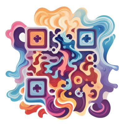 Flowing Waves Abstract Vector QR Code for Stickers