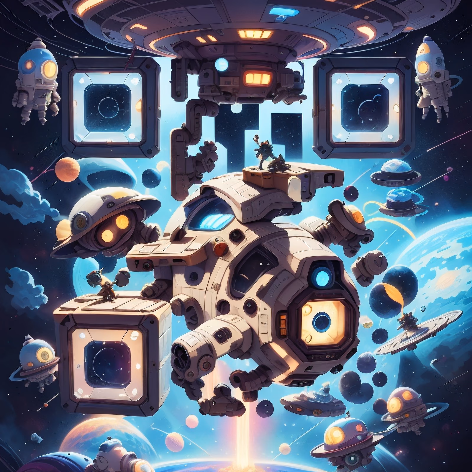 Инопланетная космическая станция: мультяшный QR-код для постеров — изображение 1