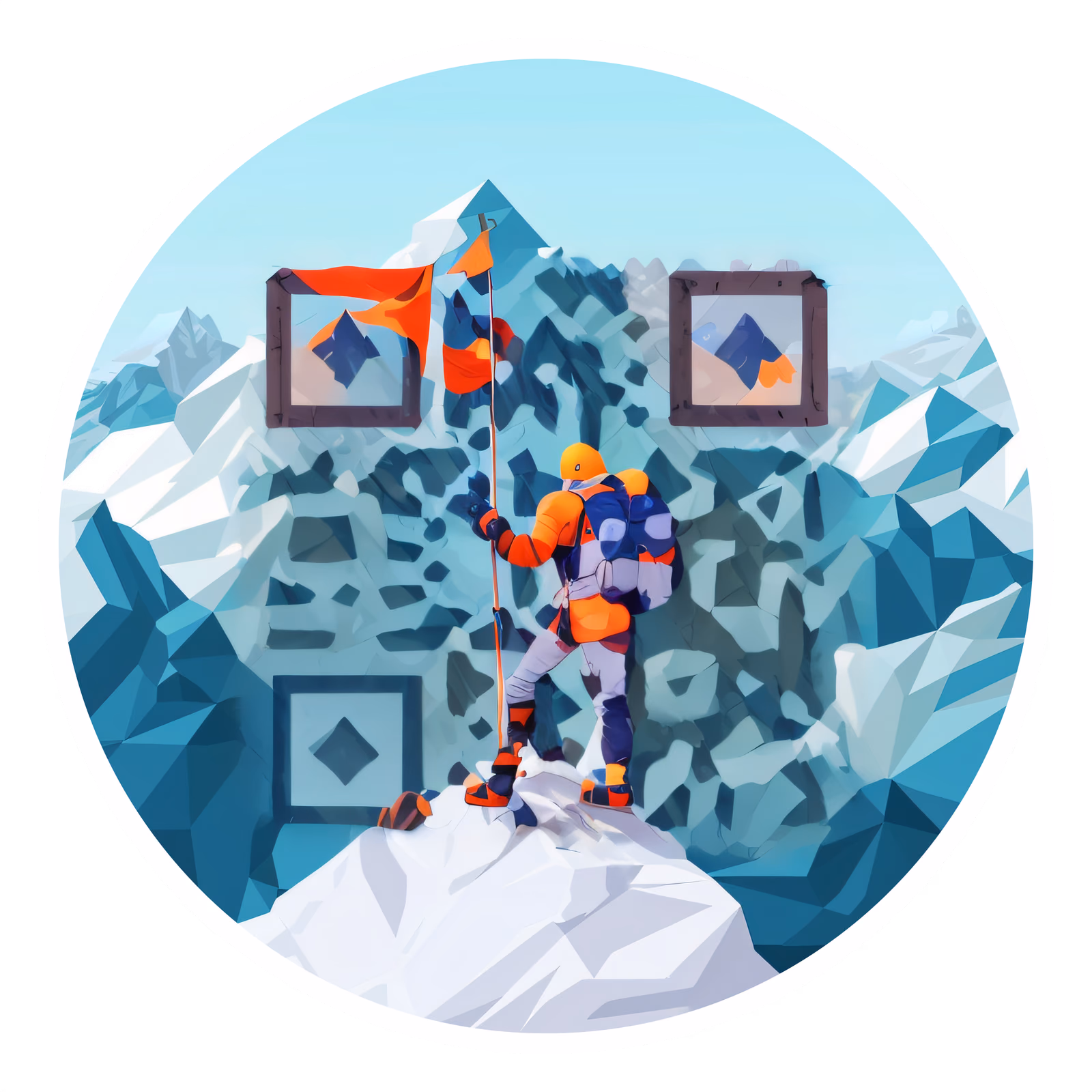 Mountain Climber Low Poly QR Code for Stickers — image 1