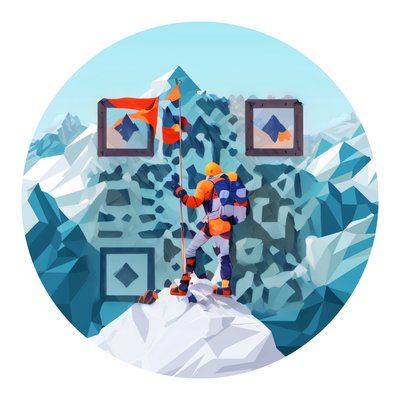 Mountain Climber Low Poly QR Code for Stickers