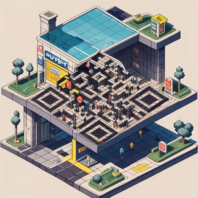 Isometric Subway Station Comic QR Code for Posters — image 1