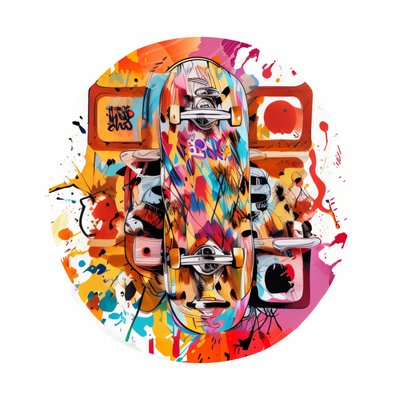Скейтборд в стиле граффити: стрит-арт QR-код для наклеек