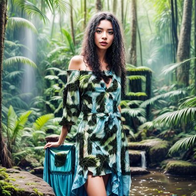 Woman in Rainforest Photorealistic QR Code Art