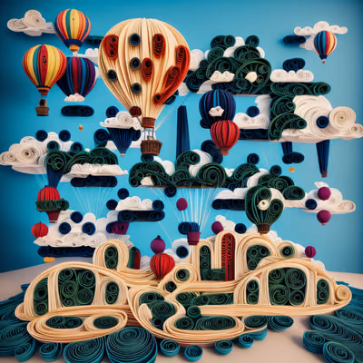 Hot Air Balloon Paper Quilling QR Code Art — image 1
