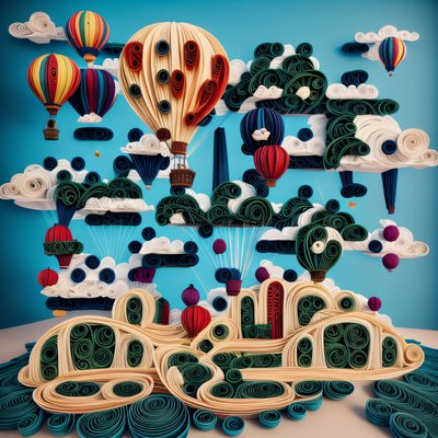 Hot Air Balloon Paper Quilling QR Code Art