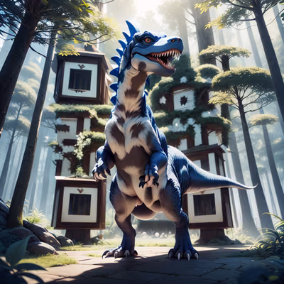 Cute Cartoon T-Rex 3D Forest QR Code for Posters — image 1