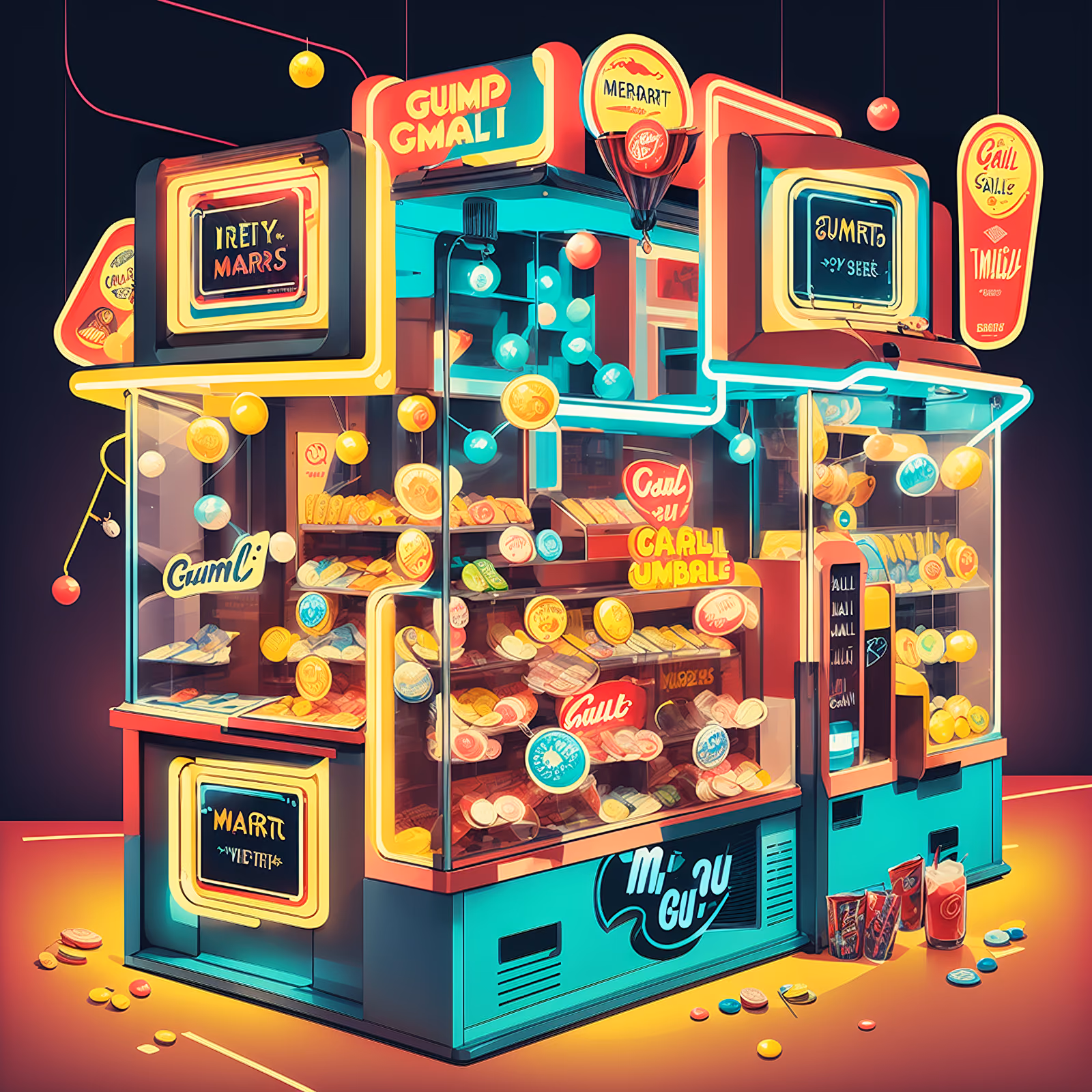 Retro Mini Mart Neon Kiosk QR Code for Window Displays — image 1