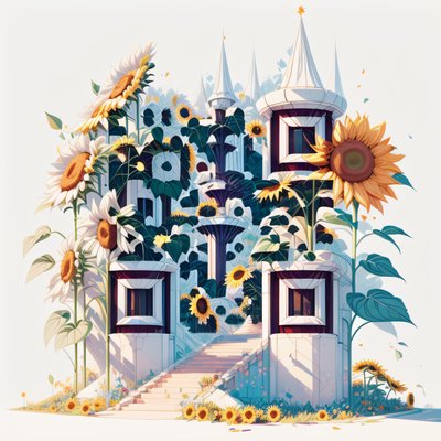 Sunflower Castle Game Art QR Code for Posters