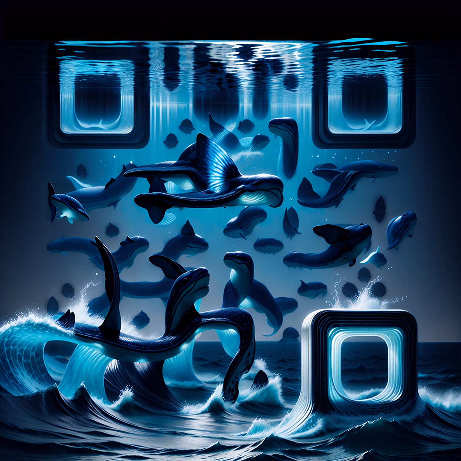Holographic Whales Surreal QR Code Art — image 1