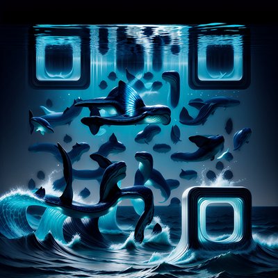 Holographic Whales Surreal QR Code Art
