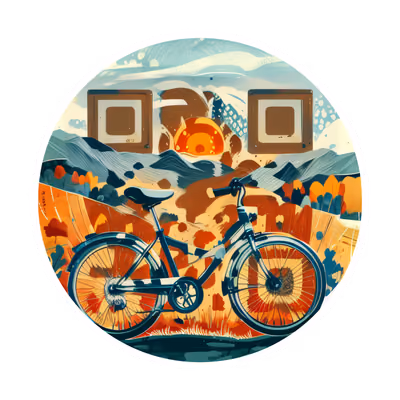 Bicycle Rolling Hills Vector QR Code for Stickers — image 1
