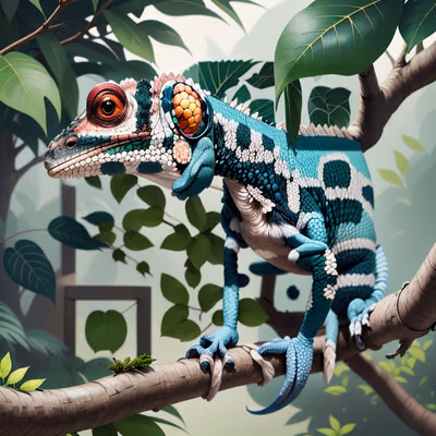 Бирюзовый хамелеон: QR-код в цифровой живописи — изображение 1