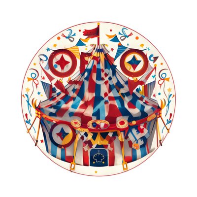 Striped Circus Tent Vector QR Code for Stickers