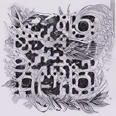 Ink Bird and Foliage Zentangle QR Code Art — image 1