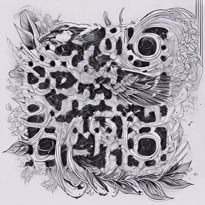Ink Bird and Foliage Zentangle QR Code Art