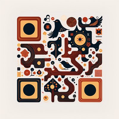 Birds and Geometric Symbols Vector QR Code Art