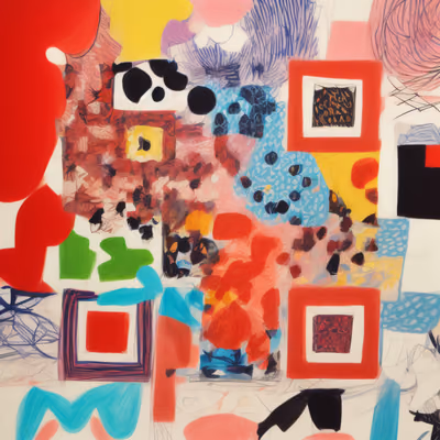 Abstract Modernist Shapes Gouache QR Code Art — image 1
