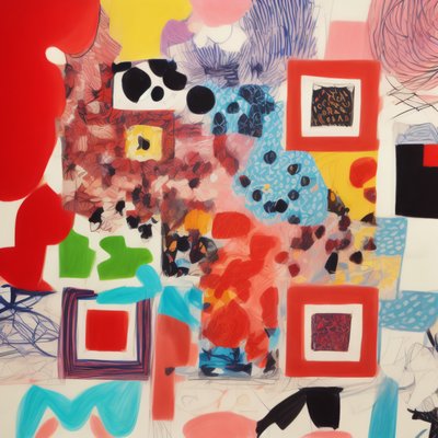 Abstract Modernist Shapes Gouache QR Code Art