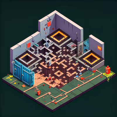 Isometric Zombie Hospital Game Art QR Code for Posters — image 1