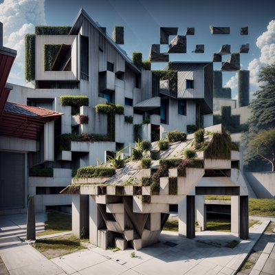 Парящий бетонный сад: архитектурный QR-код