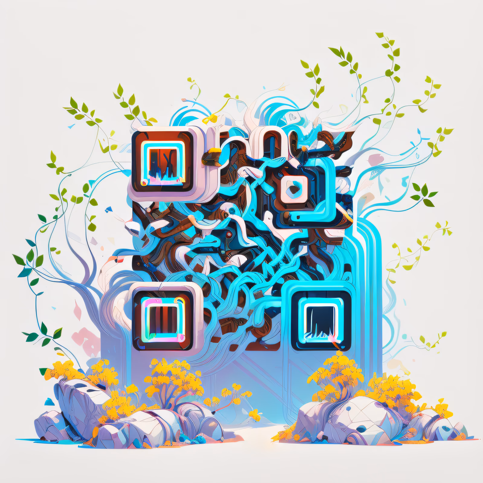 Neon Vines Game Art QR Code for Stickers — image 1