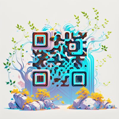 Neon Vines Game Art QR Code for Stickers