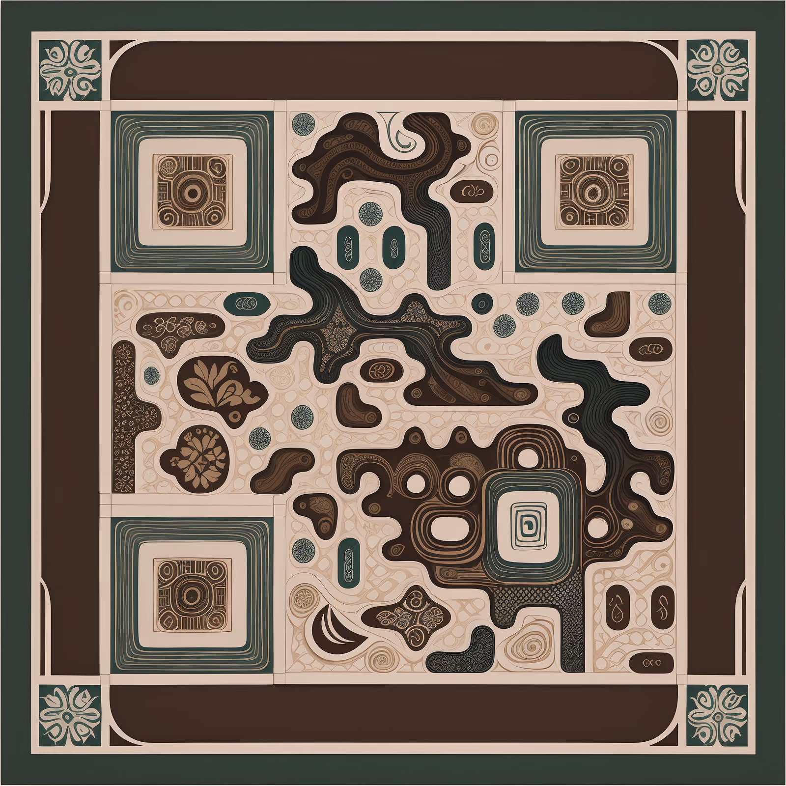 Folk Ceramic Tile Pattern QR Code Art — image 1
