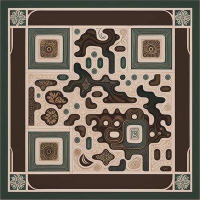 Folk Ceramic Tile Pattern QR Code Art