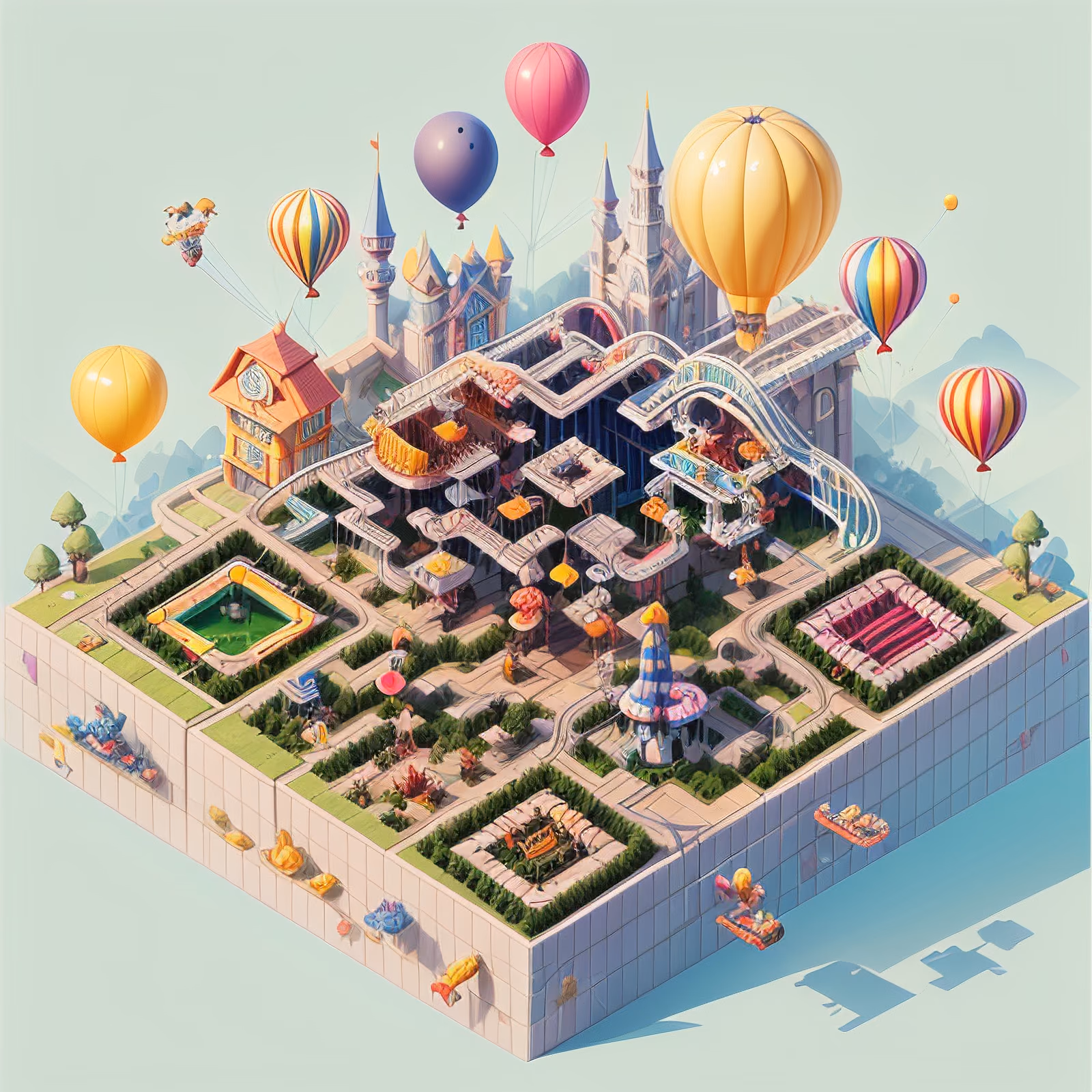 Isometric Theme Park Game Art QR Code for Posters — image 1
