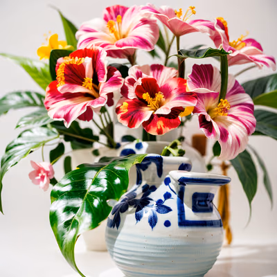 Hibiscus Vase Floral Photo QR Code Art — image 1