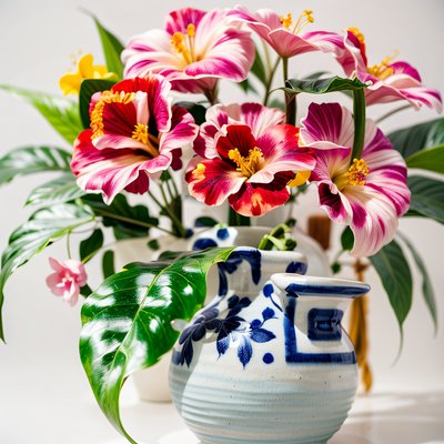 Hibiscus Vase Floral Photo QR Code Art