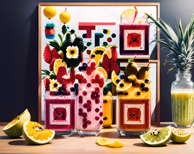 Tropical Smoothie Jars Poster Style QR Code for Posters — image 1