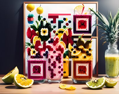 Tropical Smoothie Jars Poster Style QR Code for Posters