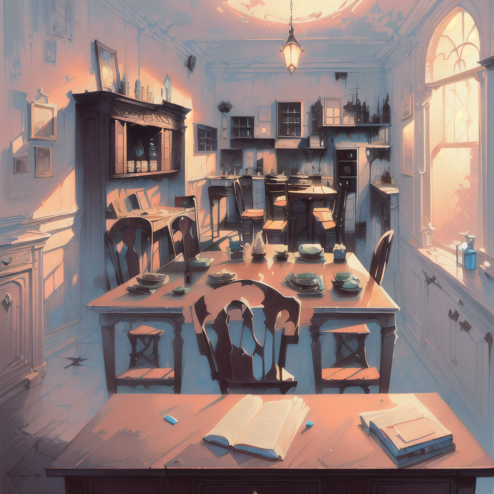 Sunlit Dining Room Digital Painting QR Code Art — image 1