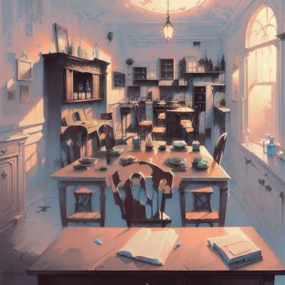 Sunlit Dining Room Digital Painting QR Code Art — image 1
