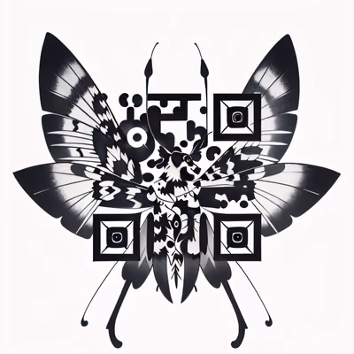 Черно-белая бабочка-мотылек: QR-код для временной татуировки — изображение 1