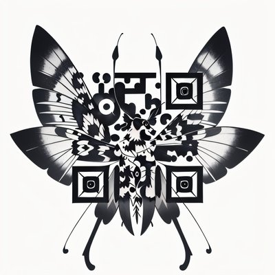 Black and White Moth Tattoo QR Code for Temporary Tattoos