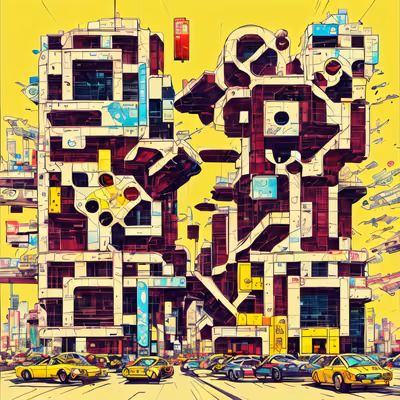 Cyberpunk City Towers Comic Building QR Code for Posters — image 1