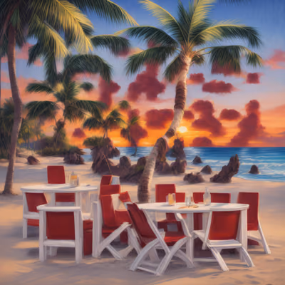 Beach Sunset Palm Painting QR Code for Posters — image 1