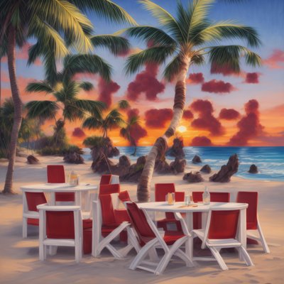 Beach Sunset Palm Painting QR Code for Posters
