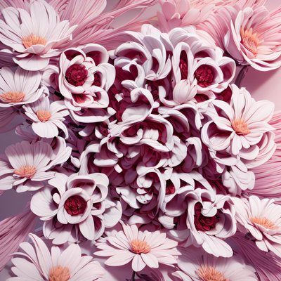 Букет розовых цветов в 3D: QR-код