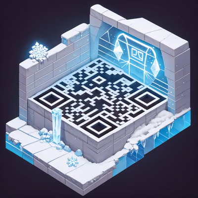 Isometric Icy Ruins Diorama QR Code for Posters — image 1
