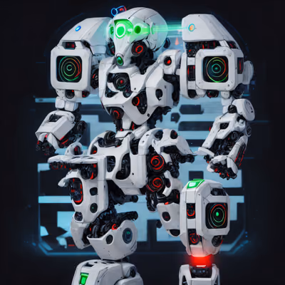 White Mecha Robot 3D Render QR Code Poster — image 1